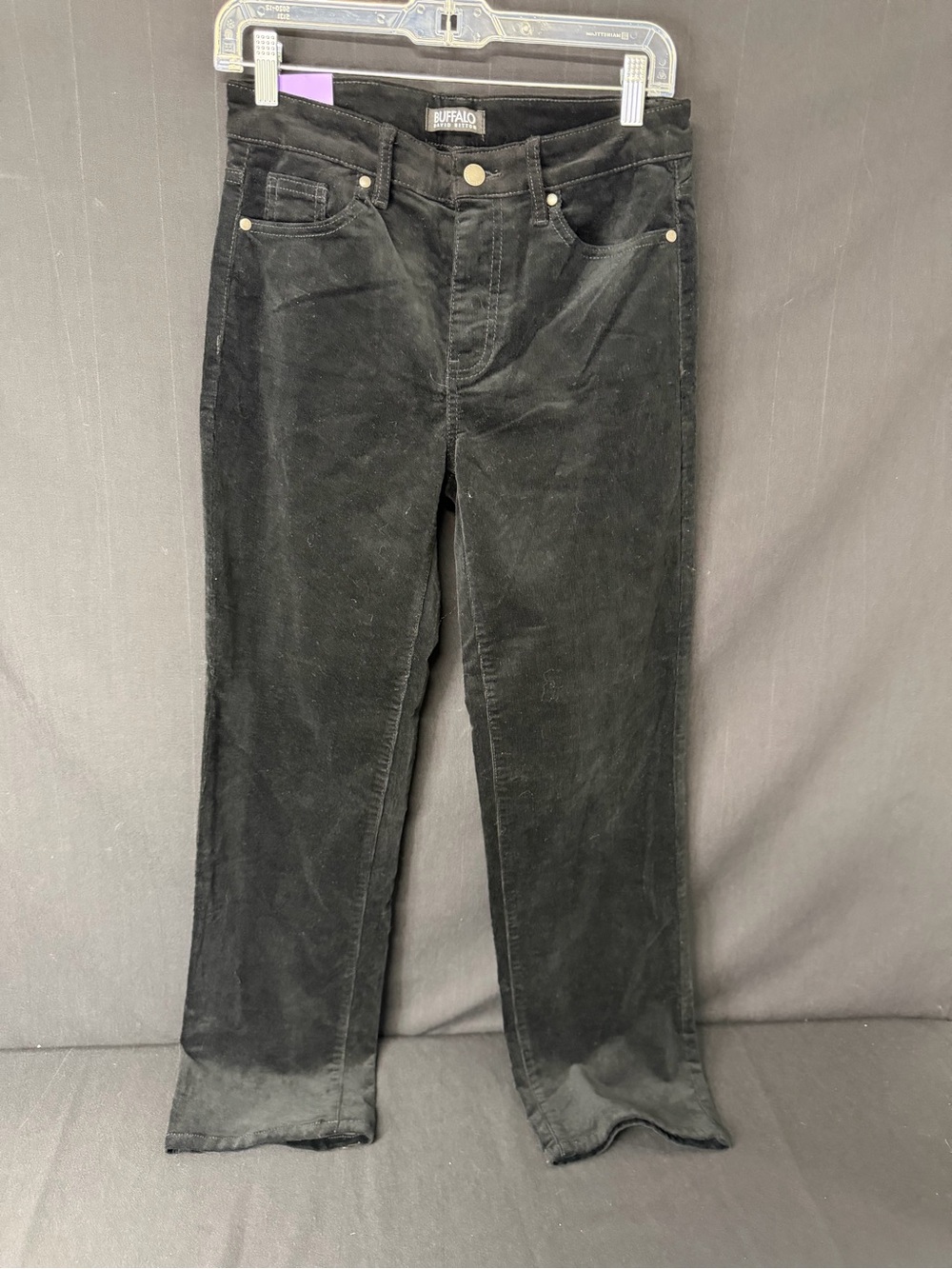 NWT Buffalo David Bitton NYLA Corduroy Pants 4/27 Black Straight Leg Stretch